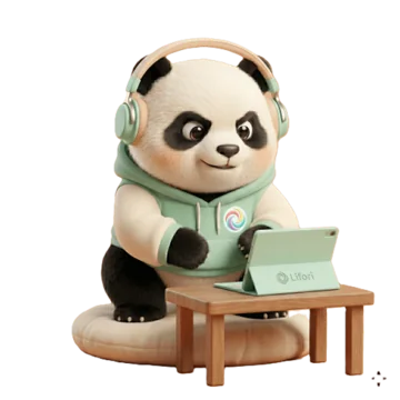 Bao der Panda in ruhiger, konzentrierter Pose