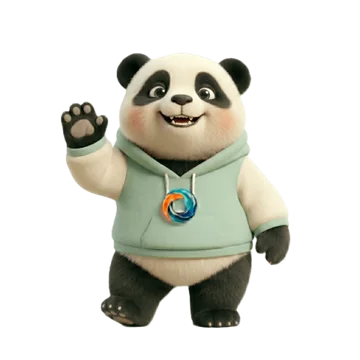 Bao der Panda winkt zur Begrüßung